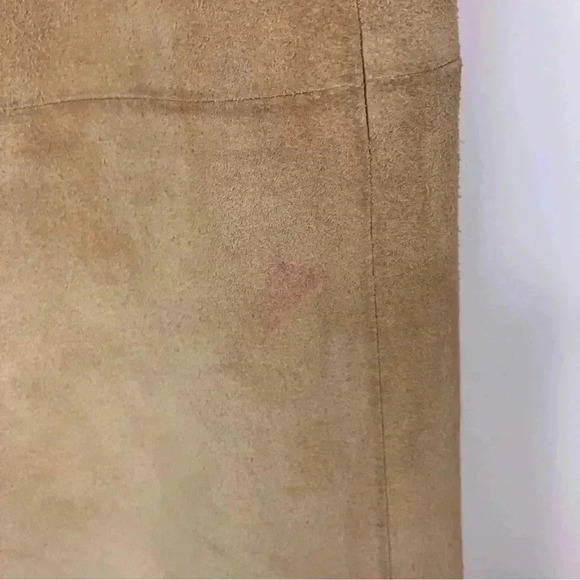 BANANA REPUBLIC  Y2K  Size 6 Tan Leather/Suede Front Slit  Skirt VINTAGE - Picture 12 of 15